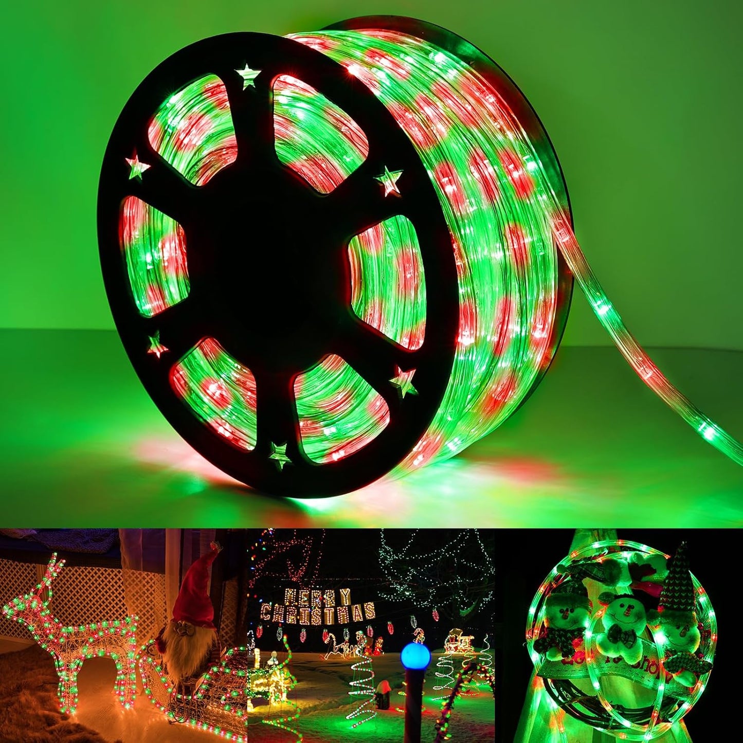 100ft LED Rope Lights Outdoor, 720 LED Connectable and Flexible Tube Lights with 8 Modes, Waterproof LED Rope Lighting for Garden, Patio, Pool, Bedroom, Party, Indoor Outdoor Decoration (Warm White)