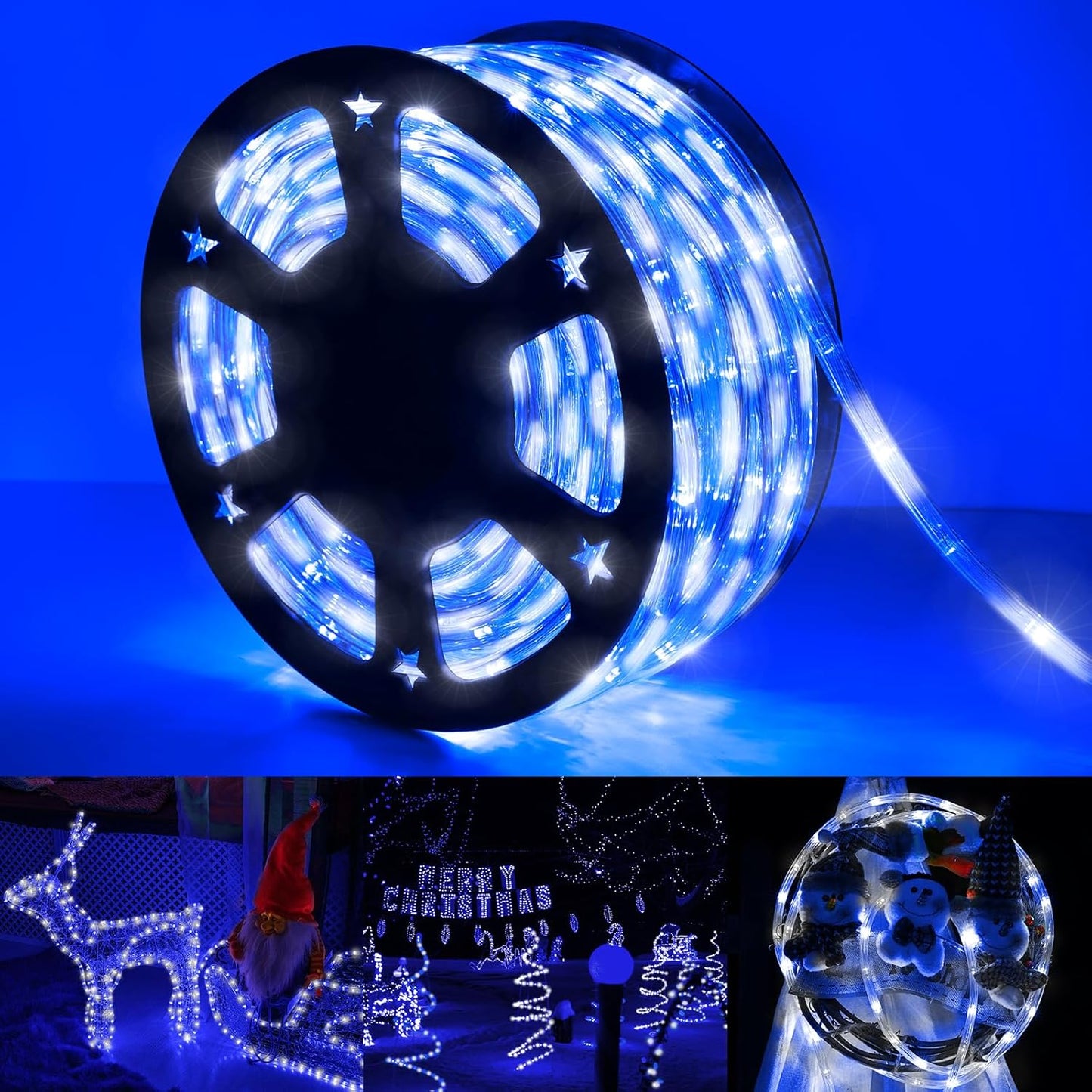 100ft LED Rope Lights Outdoor, 720 LED Connectable and Flexible Tube Lights with 8 Modes, Waterproof LED Rope Lighting for Garden, Patio, Pool, Bedroom, Party, Indoor Outdoor Decoration (Warm White)