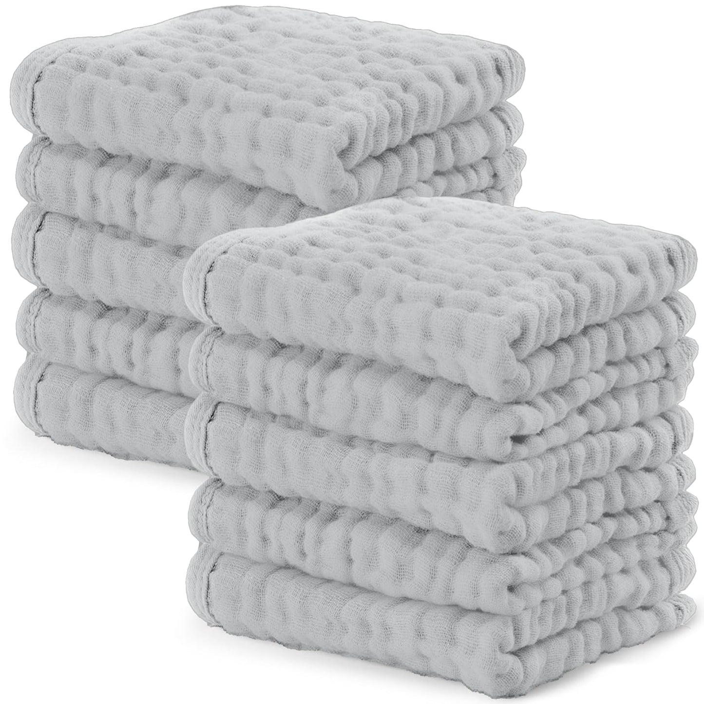 Comfy Cubs Muslin Burp Cloths 20" x 10", Pack of 6 - Large, 6-Layer, Ultra Absorbent 100% Cotton for Baby Spit-Up, Drool, and Messes - Soft, Safe & Gentle Baby Burp Cloths Set for Boys & Girls - White