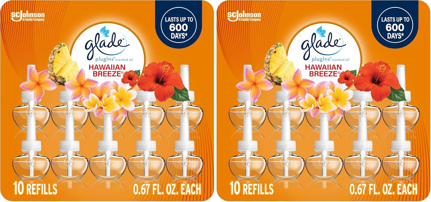 Glade PlugIns Refills Air Freshener, Scented and Essential Oils for Home and Bathroom, Clean Linen, 6.7 Fl Oz, 10 Count