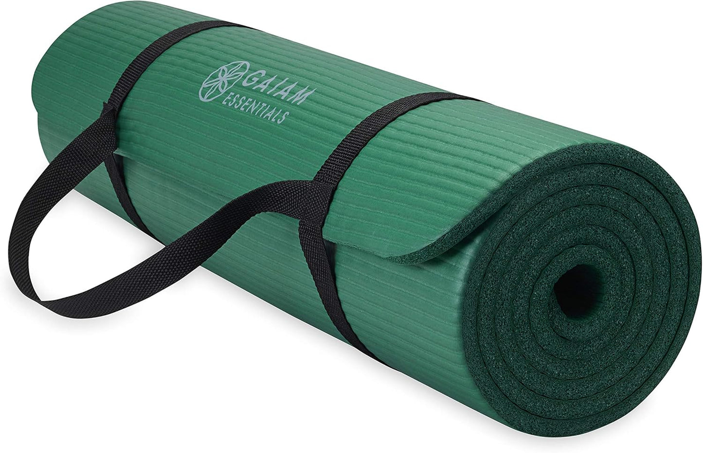 Gaiam Yoga Mat, Pilates & Exercise Mat, Thick 2/5" (10mm) Workout Mat with Easy-Cinch Carrying Strap for Home & Gym Workouts