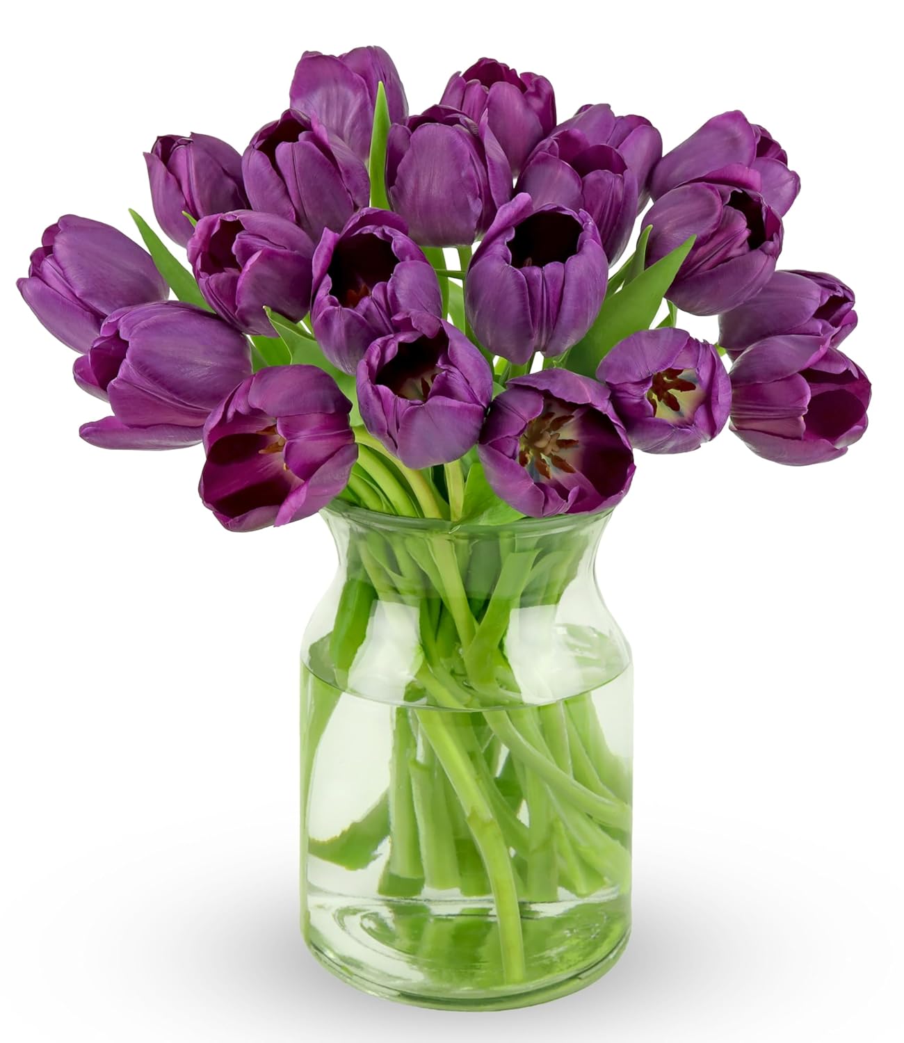 Benchmark Bouquets - Rainbow Tulips - Fresh Flowers for Delivery - Real Flowers - Birthday Flowers for Women - Birthday Flower Bouquet - Congratulations Gift - Glass Vase Included (20 Stems)