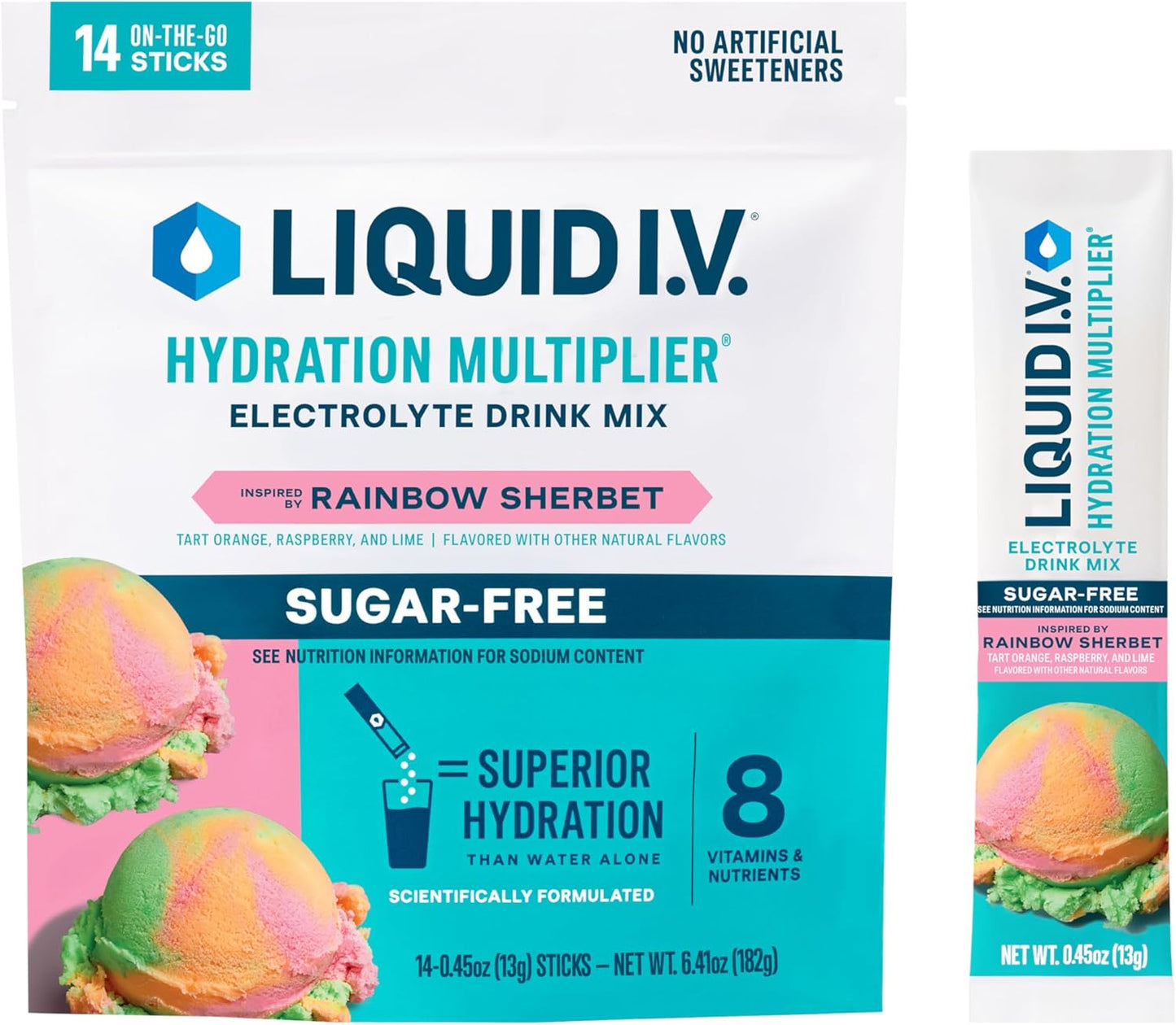 Liquid I.V.® Hydration Multiplier Sugar-Free - White Peach | Electrolyte Powder Drink Mix | 1 Pack (14 Servings)