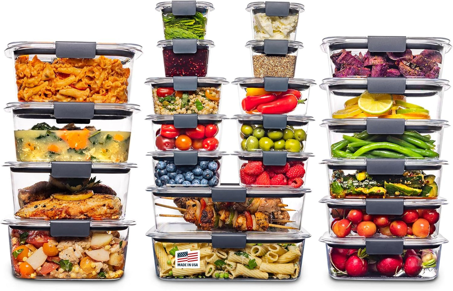 Rubbermaid Brilliance Tritan Plastic Food Storage Containers BPA Free Airtight Lids Ideal for Lunch Meal Prep & Leftovers Set of 5 (3.2 Cup)