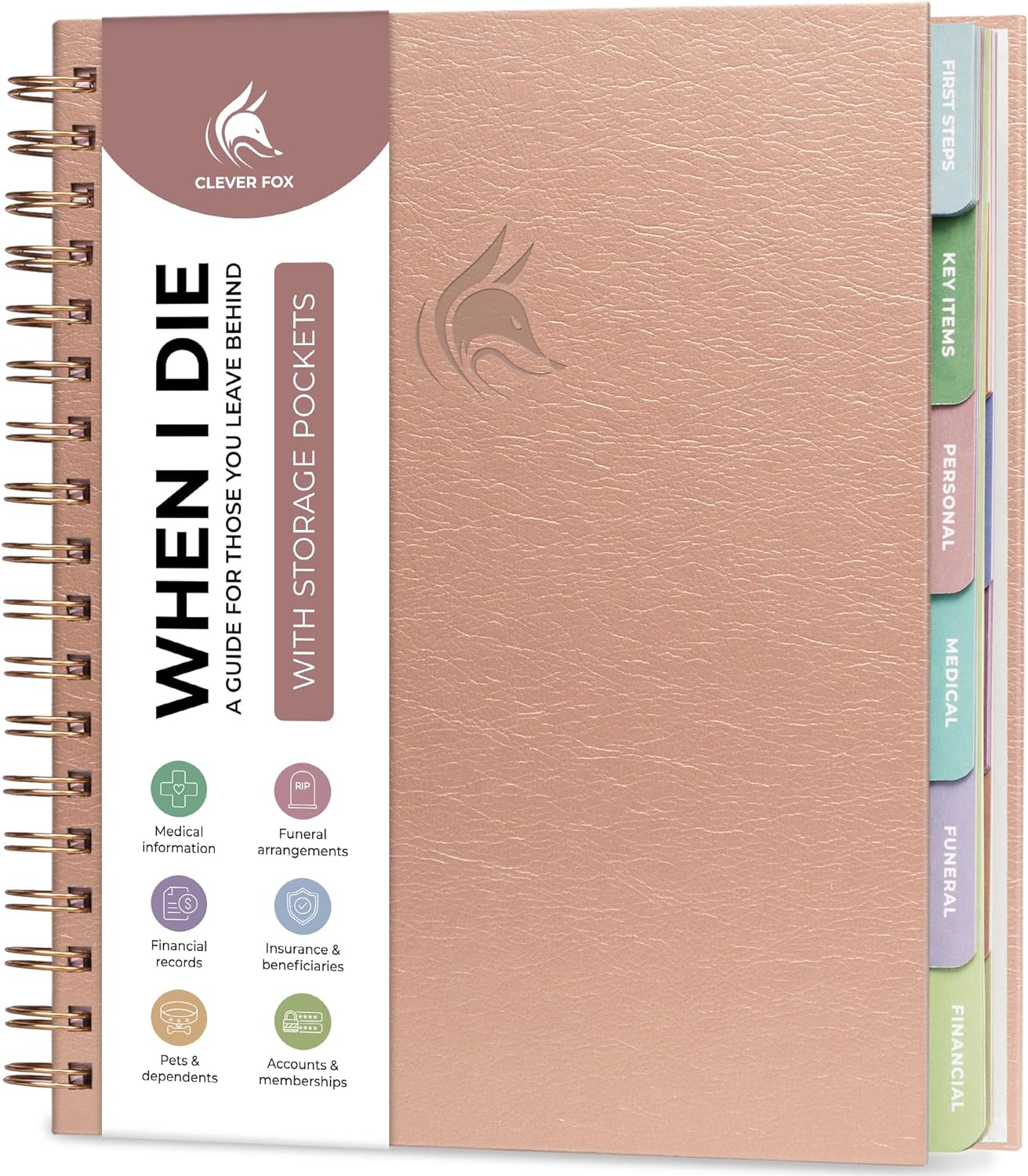 Clever Fox When I Die Planner With Pockets for Documents – End-of-Life Organizer Binder for Important Personal Info & Final Wishes (Purple)
