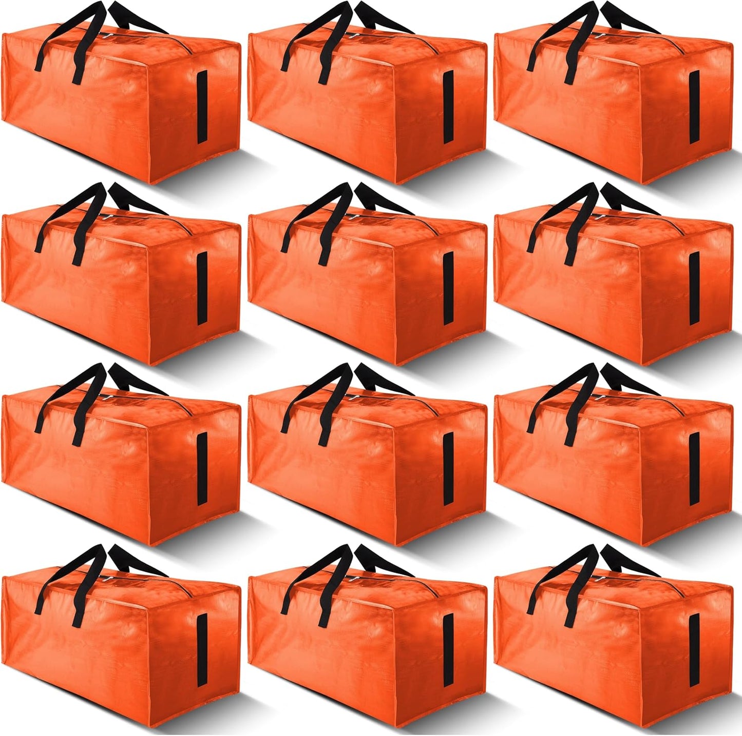 8 Pack Large Strong Moving Bags with Zippers & Carrying Handles - Water-Resistant - Heavy Duty Storage Tote for Space Saving, Fold Flat, Alternative to Moving Box (Semi-Transparent)