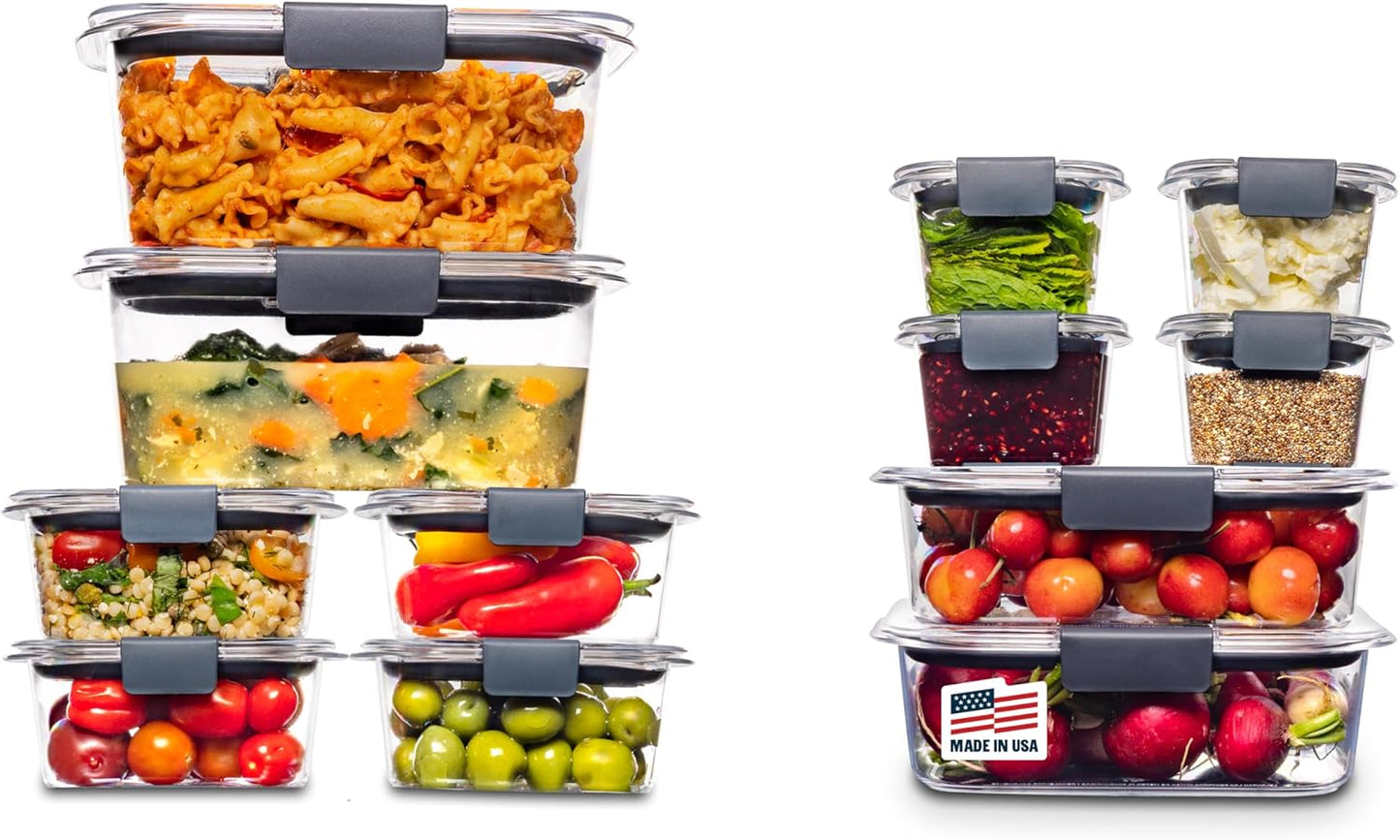 Rubbermaid Brilliance Tritan Plastic Food Storage Containers BPA Free Airtight Lids Ideal for Lunch Meal Prep & Leftovers Set of 5 (3.2 Cup)