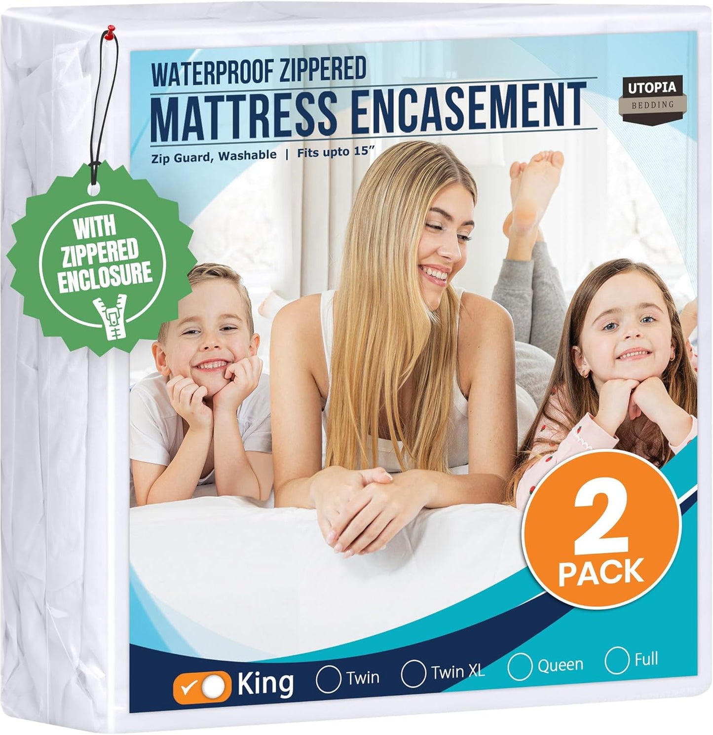Utopia Bedding Mattress Protector Zippered Queen Size, 100% Waterproof Bed Bug and Dust Mite Proof Mattress Encasement, Absorbent 6 Sided Mattress Cover