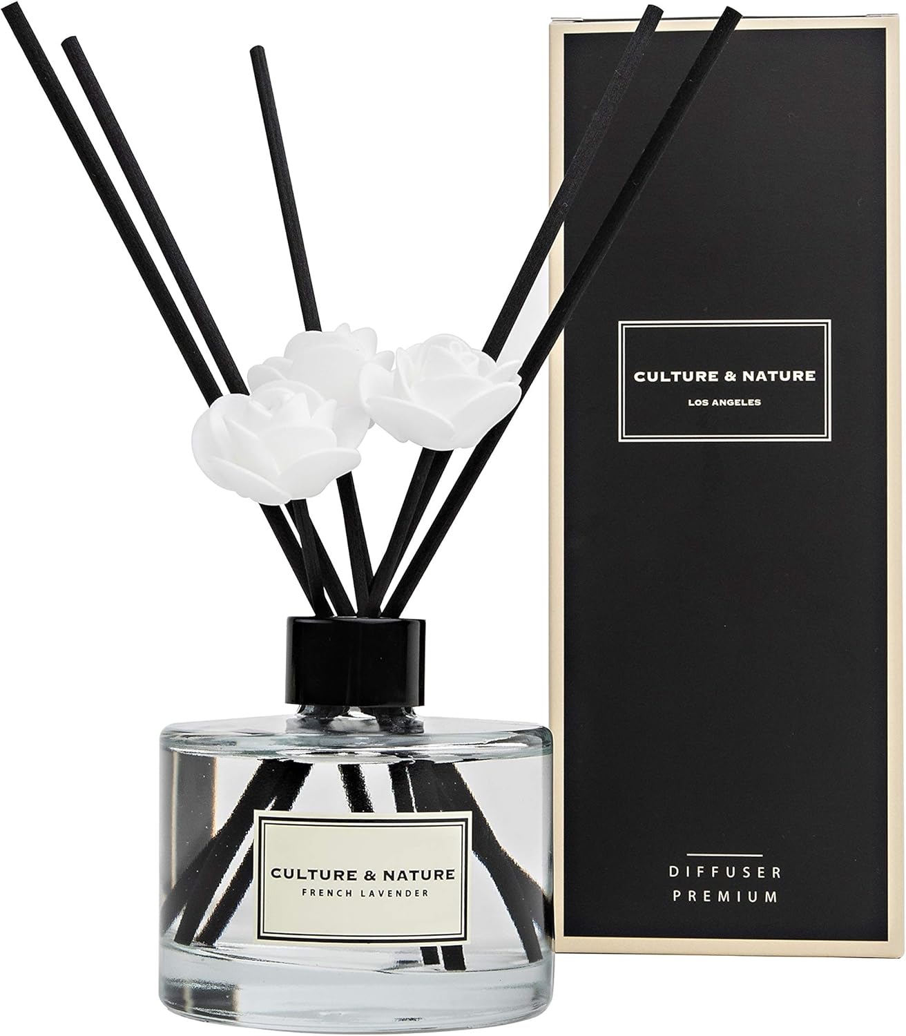 CULTURE & NATURE Reed Diffuser Set 6.7oz (200ml) Black Cherry Scented Diffuser with Sticks Home Fragrance Reed Diffuser for Bathroom Shelf Decor