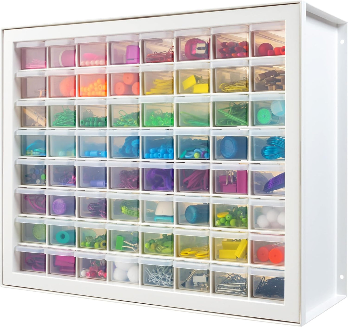 IRIS USA Small Parts Storage Cabinet, Made in USA, 44-Drawer Organizer for Screws, Nuts, Bolts, Electronics, Hardware, Beads, Crafts, Stackable Garage Storage, Teacher Toolbox, Scrapbook Art – White