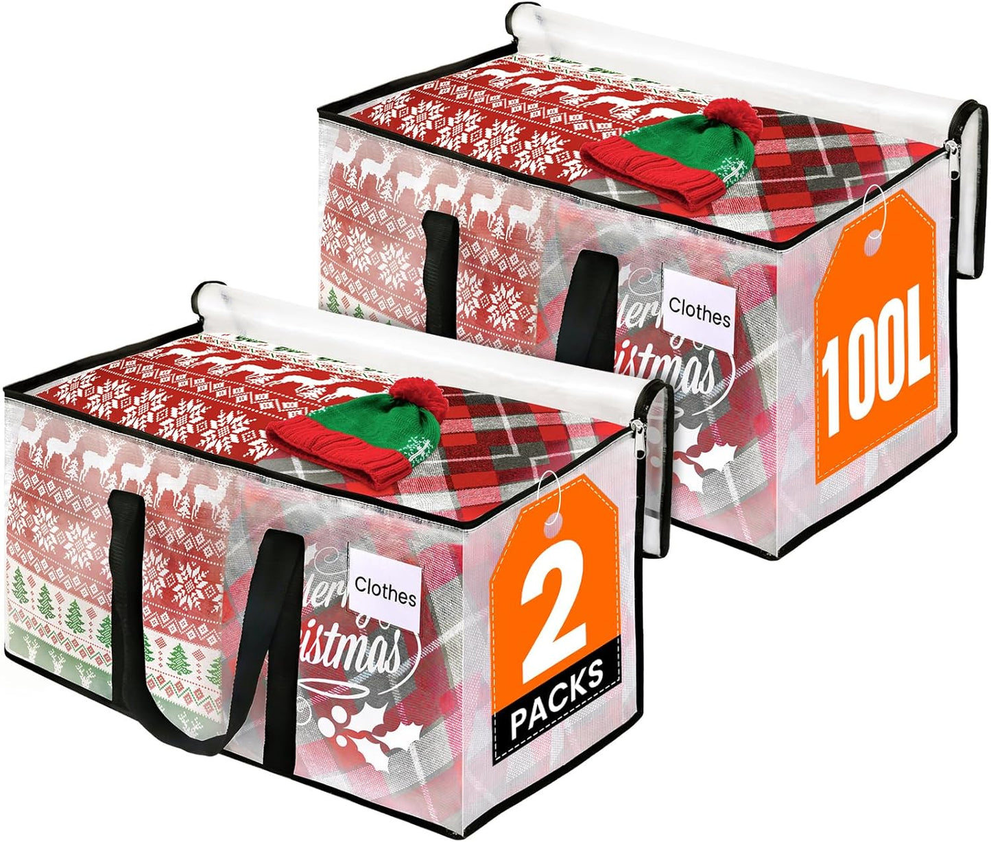 Heavy Duty Clear Moving Bags with Reinforced Handle and Double Zipper, Storage Totes, Packing Bags Alternative to Moving Essential and Supplies Box, Clear, Large, 6 Packs