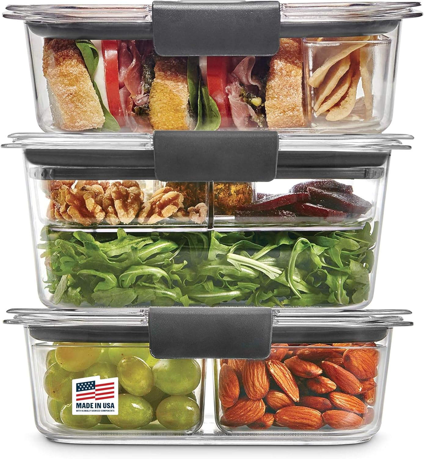 Rubbermaid Brilliance Tritan Plastic Food Storage Containers BPA Free Airtight Lids Ideal for Lunch Meal Prep & Leftovers Set of 5 (3.2 Cup)