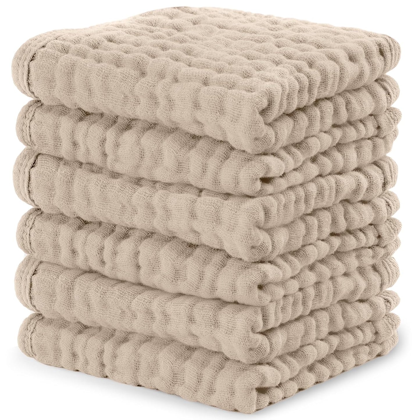 Comfy Cubs Muslin Burp Cloths 20" x 10", Pack of 6 - Large, 6-Layer, Ultra Absorbent 100% Cotton for Baby Spit-Up, Drool, and Messes - Soft, Safe & Gentle Baby Burp Cloths Set for Boys & Girls - White