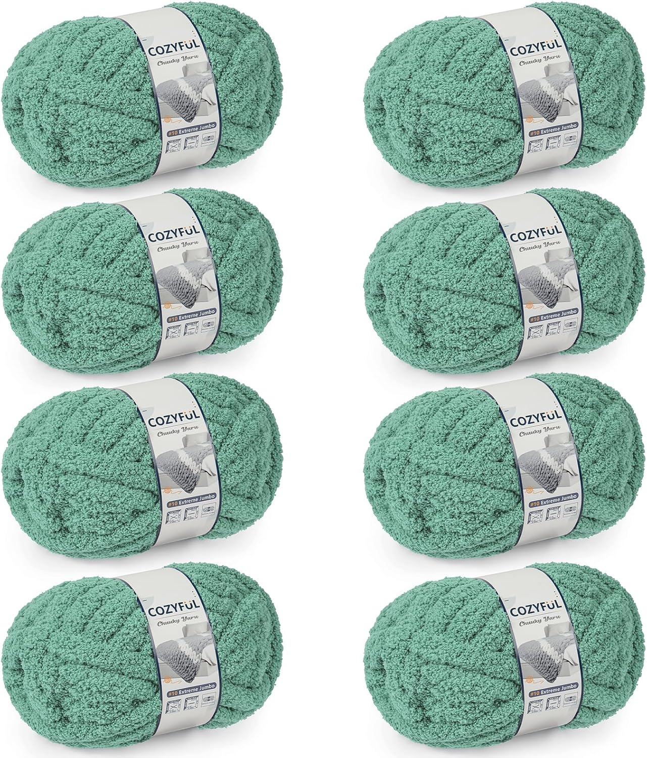 Chunky Yarn for Hand Knitting - #10 Chunky Chenille Yarn, Jumbo Big Thick Chunky Yarns for Crocheting, Super Bulky Chunky Knit Blanket Yarns, 8 Skein (25 yds 8 oz Each Skein), Cream