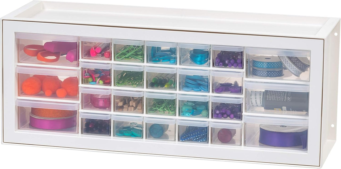 IRIS USA Small Parts Storage Cabinet, Made in USA, 44-Drawer Organizer for Screws, Nuts, Bolts, Electronics, Hardware, Beads, Crafts, Stackable Garage Storage, Teacher Toolbox, Scrapbook Art – White