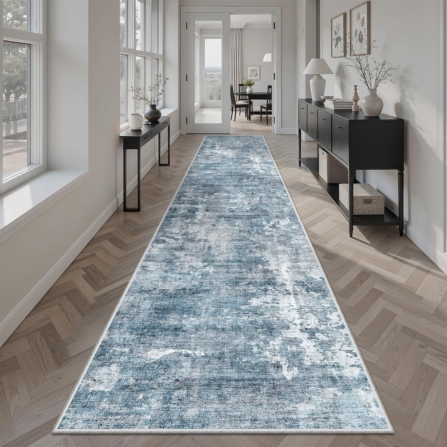 Washable Area Rug 8x10, Large Soft Rugs for Living Room Vintage Beige Carpet 8x10 Area Rugs for Bedroom Dining Room Non-Slip Stain Resistant Under Table Rug