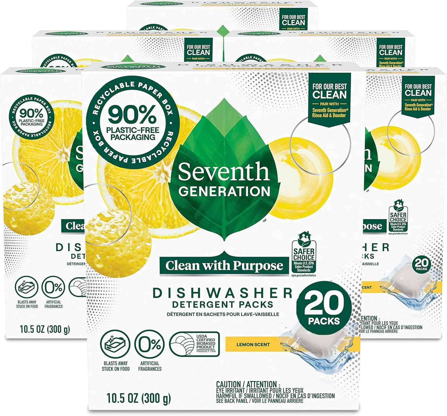 Seventh Generation Dishwasher Detergent Packs for sparkling dishes Free & Clear Dishwasher Tabs (72 Count)