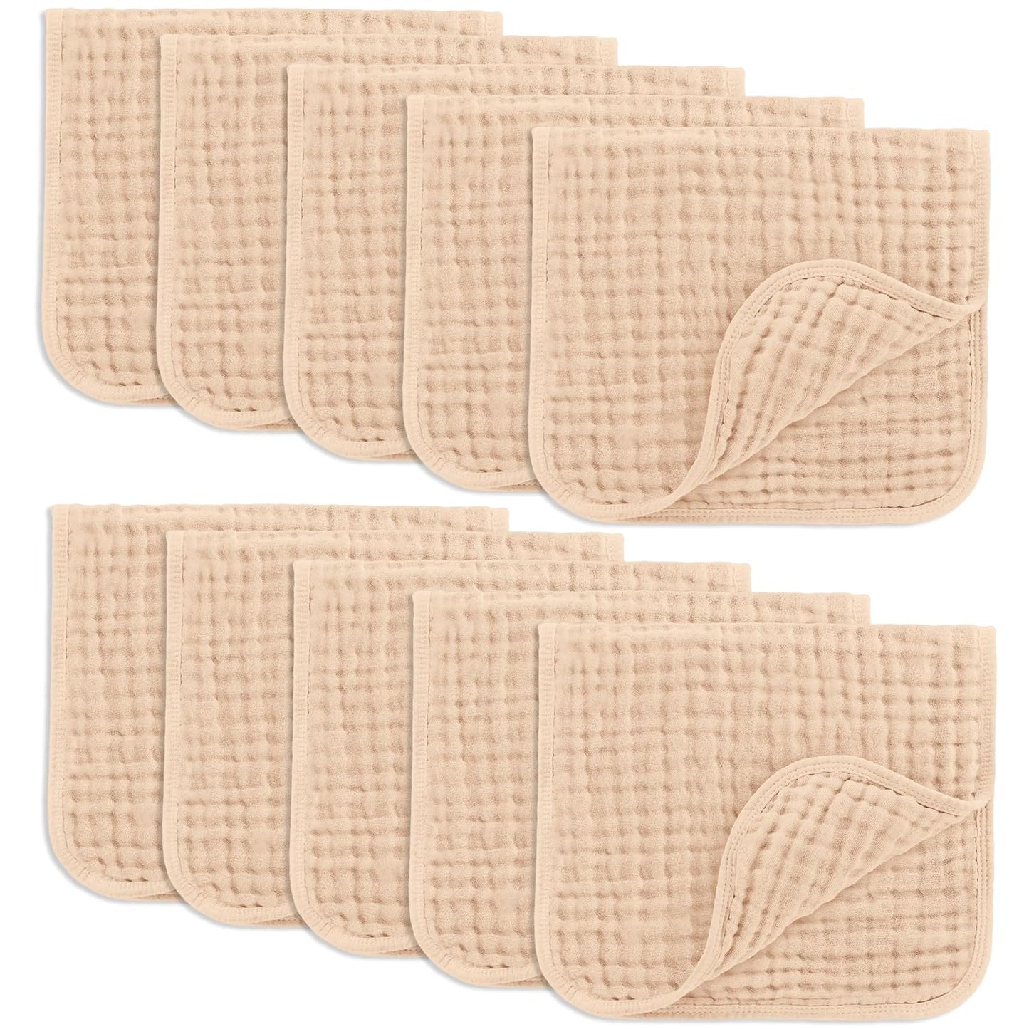 Comfy Cubs Muslin Burp Cloths 20" x 10", Pack of 6 - Large, 6-Layer, Ultra Absorbent 100% Cotton for Baby Spit-Up, Drool, and Messes - Soft, Safe & Gentle Baby Burp Cloths Set for Boys & Girls - White