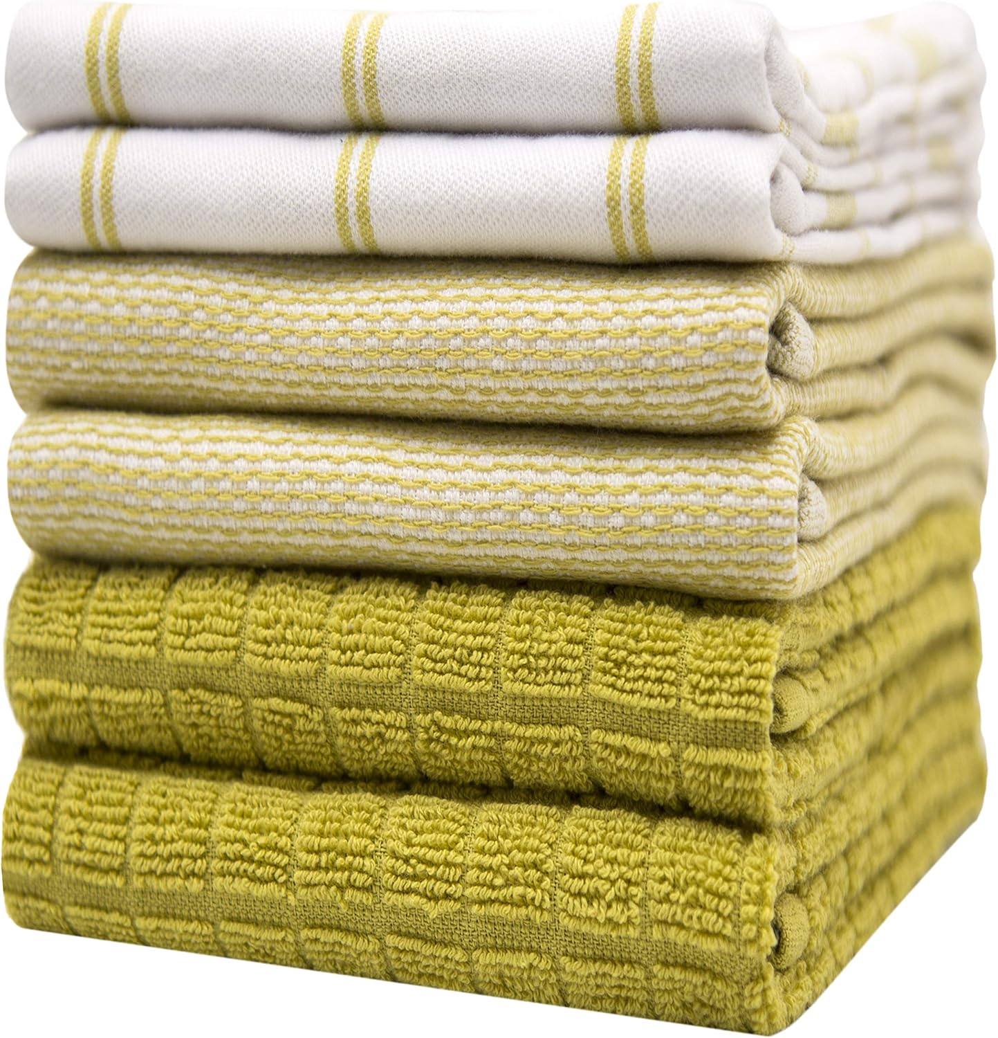 Premium Kitchen Towels (20”x 28”, 6 Pack) | Large Cotton Dish Towels | Flat & Terry Highly Absorbent Kitchen Linen Set with Hanging Loop | Gray