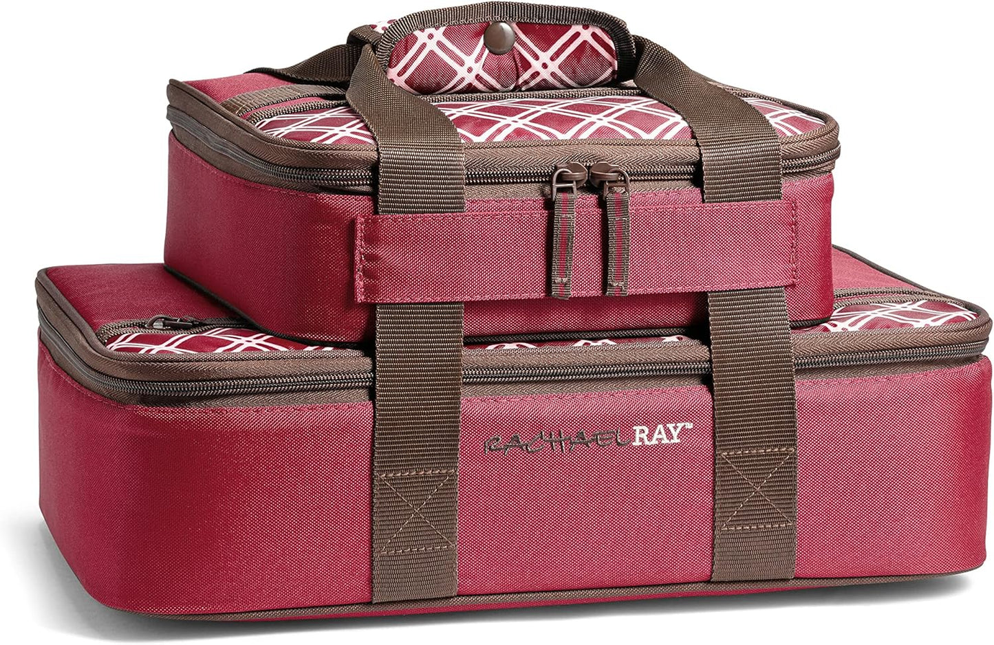 Rachael Ray Lugger Duo, Insulated Casserole Carrier for Hot or Cold Food, Thermal Lasanga Lugger Tote for Pockluck, Parties, Picnic, and Cookouts, Fits 9" x 13" Baking Dish, Sea Salt Grey