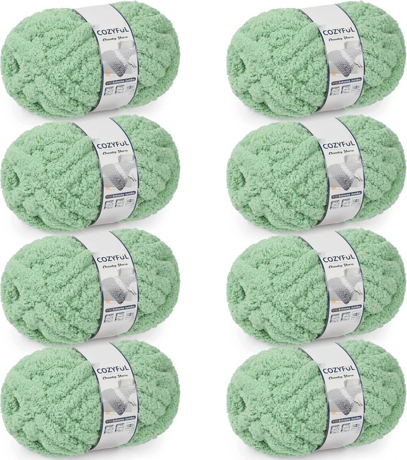 Chunky Yarn for Hand Knitting - #10 Chunky Chenille Yarn, Jumbo Big Thick Chunky Yarns for Crocheting, Super Bulky Chunky Knit Blanket Yarns, 8 Skein (25 yds 8 oz Each Skein), Cream