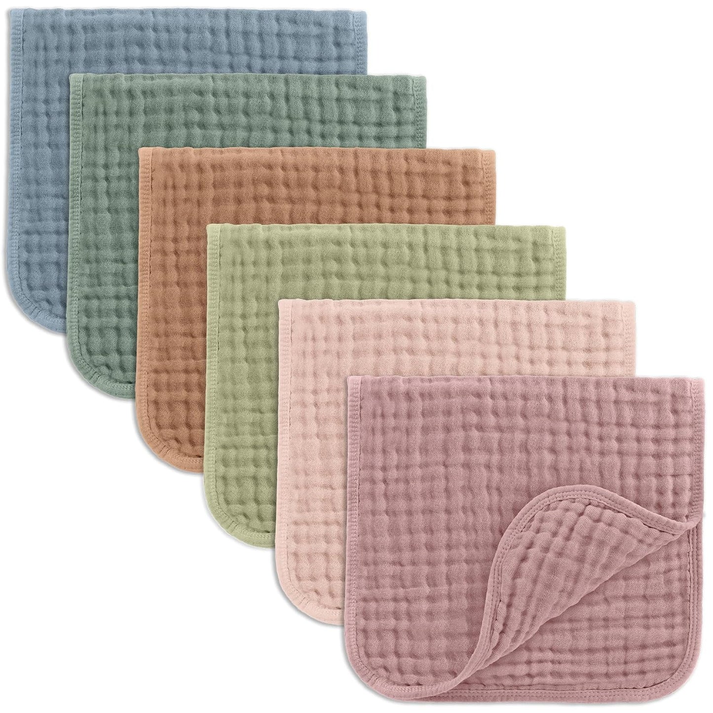 Comfy Cubs Muslin Burp Cloths 20" x 10", Pack of 6 - Large, 6-Layer, Ultra Absorbent 100% Cotton for Baby Spit-Up, Drool, and Messes - Soft, Safe & Gentle Baby Burp Cloths Set for Boys & Girls - White