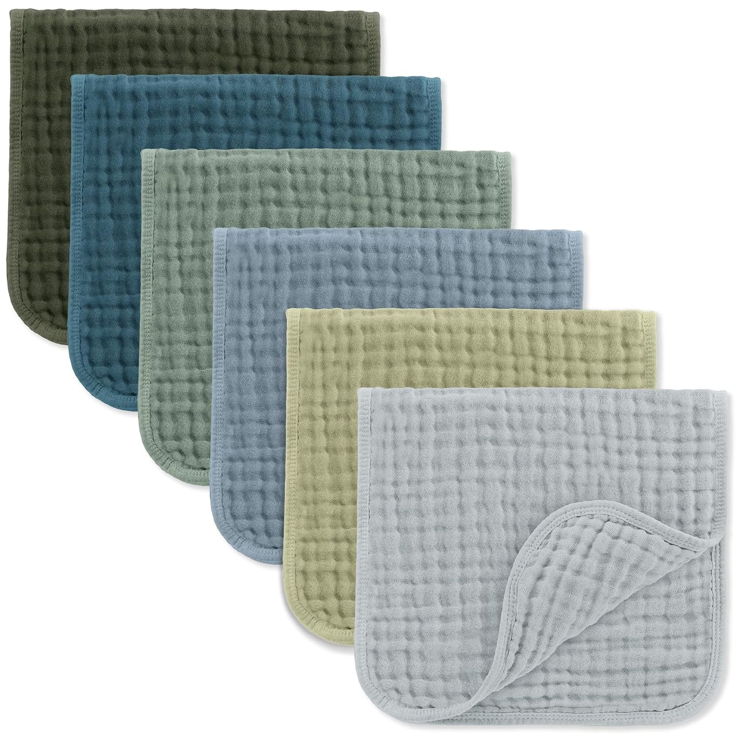 Comfy Cubs Muslin Burp Cloths 20" x 10", Pack of 6 - Large, 6-Layer, Ultra Absorbent 100% Cotton for Baby Spit-Up, Drool, and Messes - Soft, Safe & Gentle Baby Burp Cloths Set for Boys & Girls - White