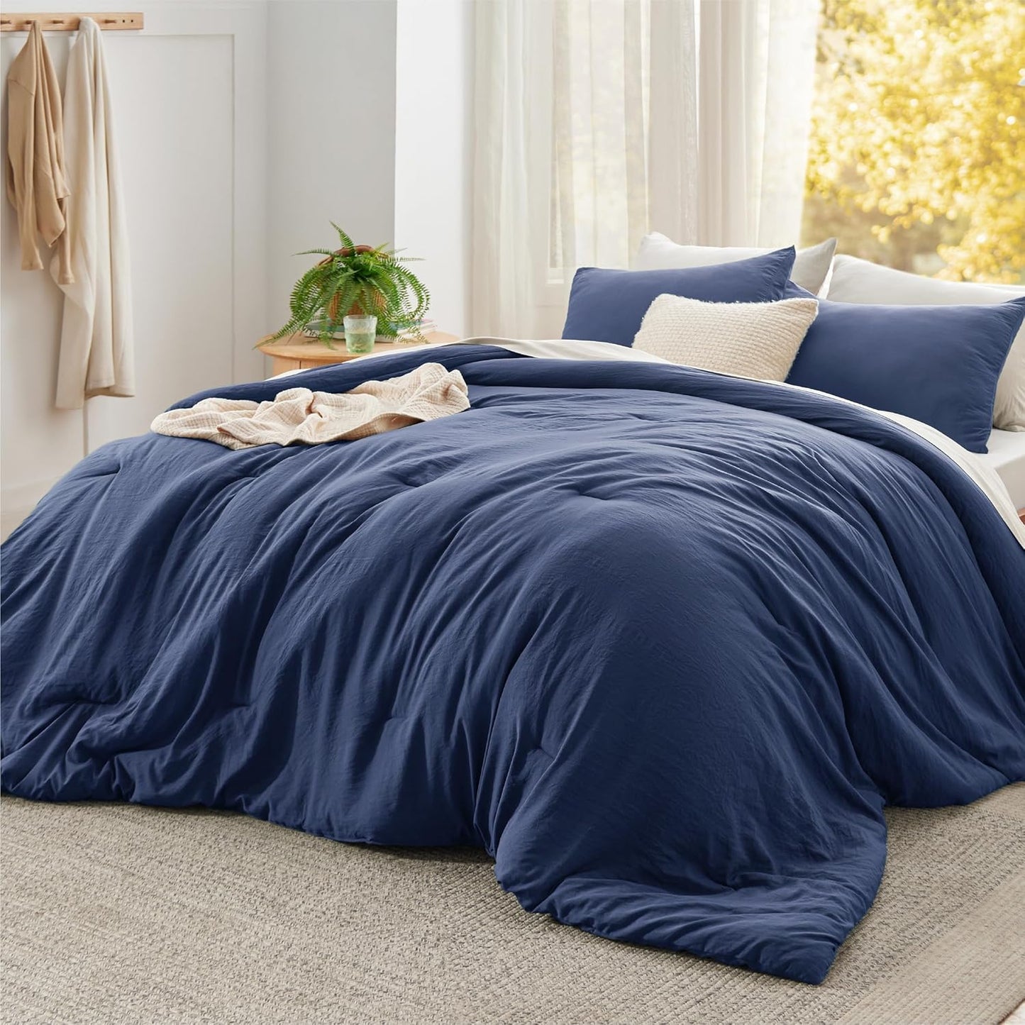Bedsure King Comforter Set, Beige Soft Prewashed Bedding for All Seasons, 3 Pieces GentleSoft™ Bed Set, 1 Lightweight Comforter (104"x90") and 2 Pillowcases (20"x36")