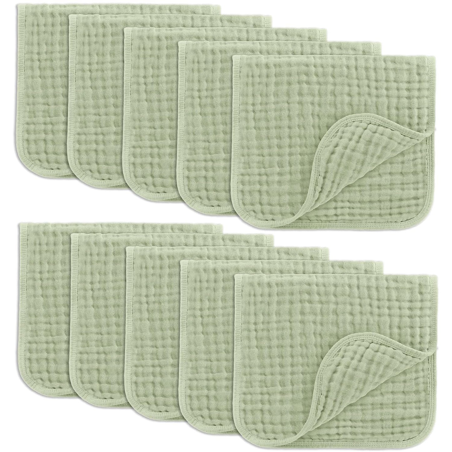 Comfy Cubs Muslin Burp Cloths 20" x 10", Pack of 6 - Large, 6-Layer, Ultra Absorbent 100% Cotton for Baby Spit-Up, Drool, and Messes - Soft, Safe & Gentle Baby Burp Cloths Set for Boys & Girls - White