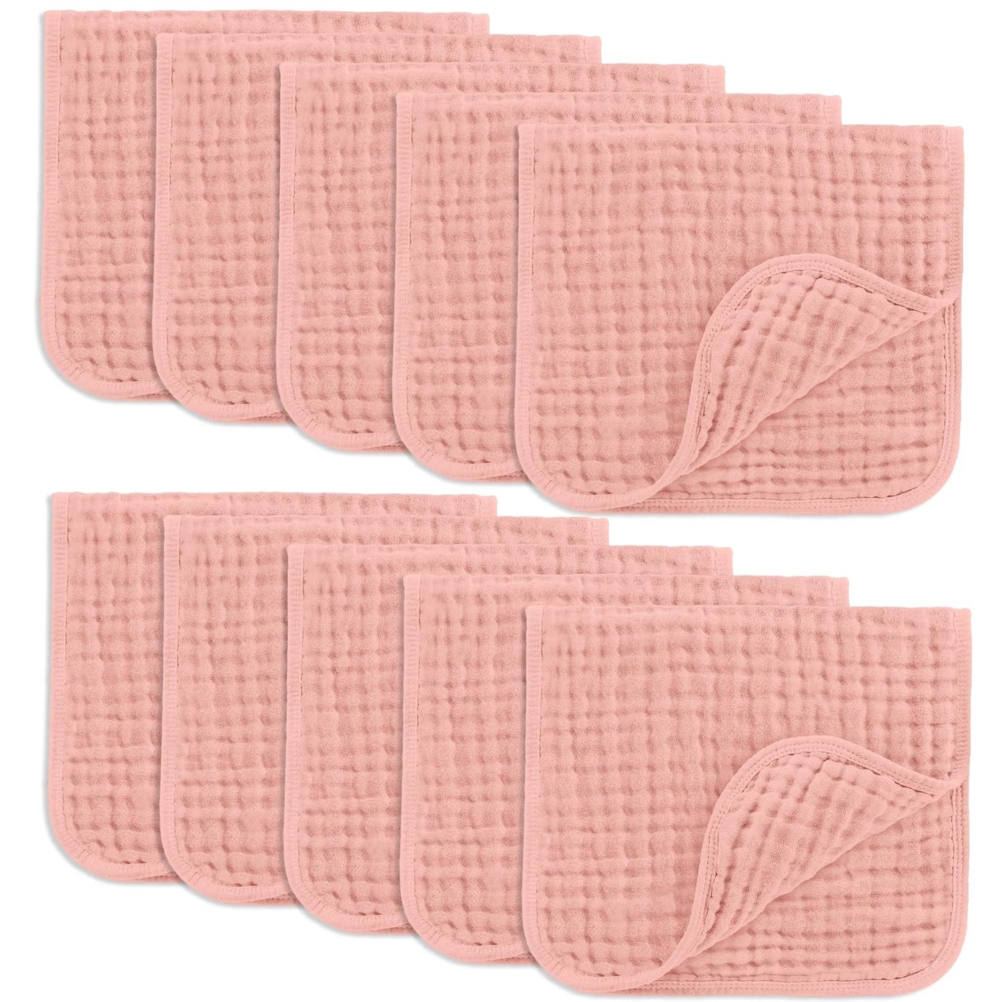 Comfy Cubs Muslin Burp Cloths 20" x 10", Pack of 6 - Large, 6-Layer, Ultra Absorbent 100% Cotton for Baby Spit-Up, Drool, and Messes - Soft, Safe & Gentle Baby Burp Cloths Set for Boys & Girls - White