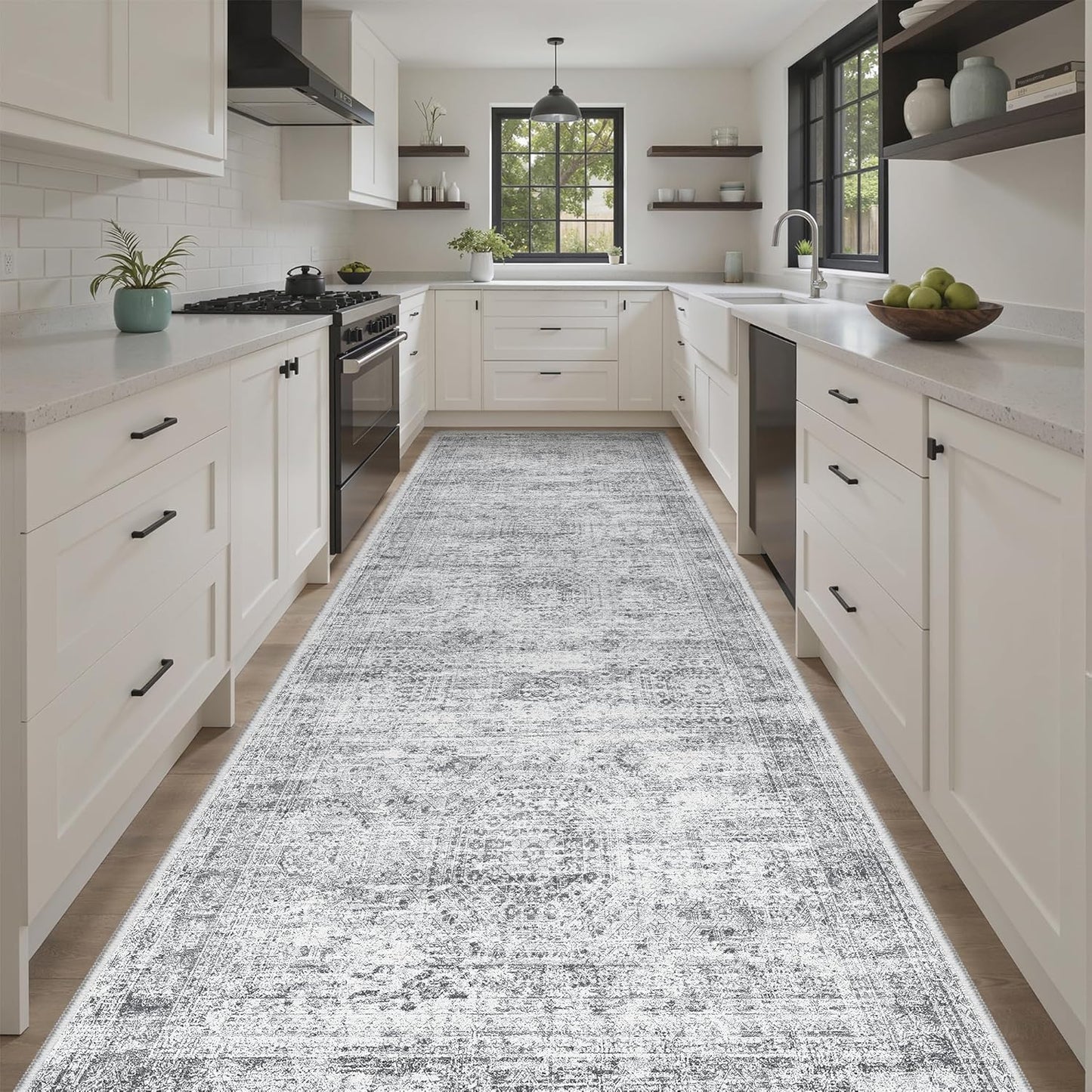 Washable Area Rug 8x10, Large Soft Rugs for Living Room Vintage Beige Carpet 8x10 Area Rugs for Bedroom Dining Room Non-Slip Stain Resistant Under Table Rug