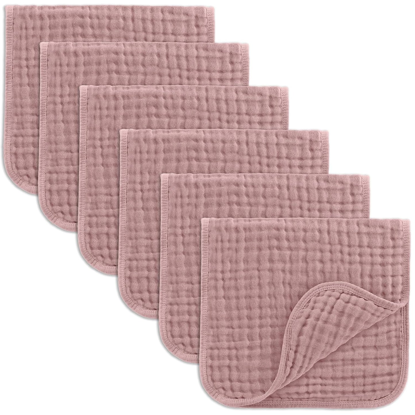 Comfy Cubs Muslin Burp Cloths 20" x 10", Pack of 6 - Large, 6-Layer, Ultra Absorbent 100% Cotton for Baby Spit-Up, Drool, and Messes - Soft, Safe & Gentle Baby Burp Cloths Set for Boys & Girls - White
