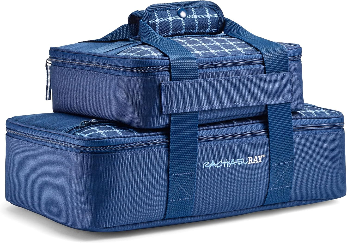 Rachael Ray Lugger Duo, Insulated Casserole Carrier for Hot or Cold Food, Thermal Lasanga Lugger Tote for Pockluck, Parties, Picnic, and Cookouts, Fits 9" x 13" Baking Dish, Sea Salt Grey