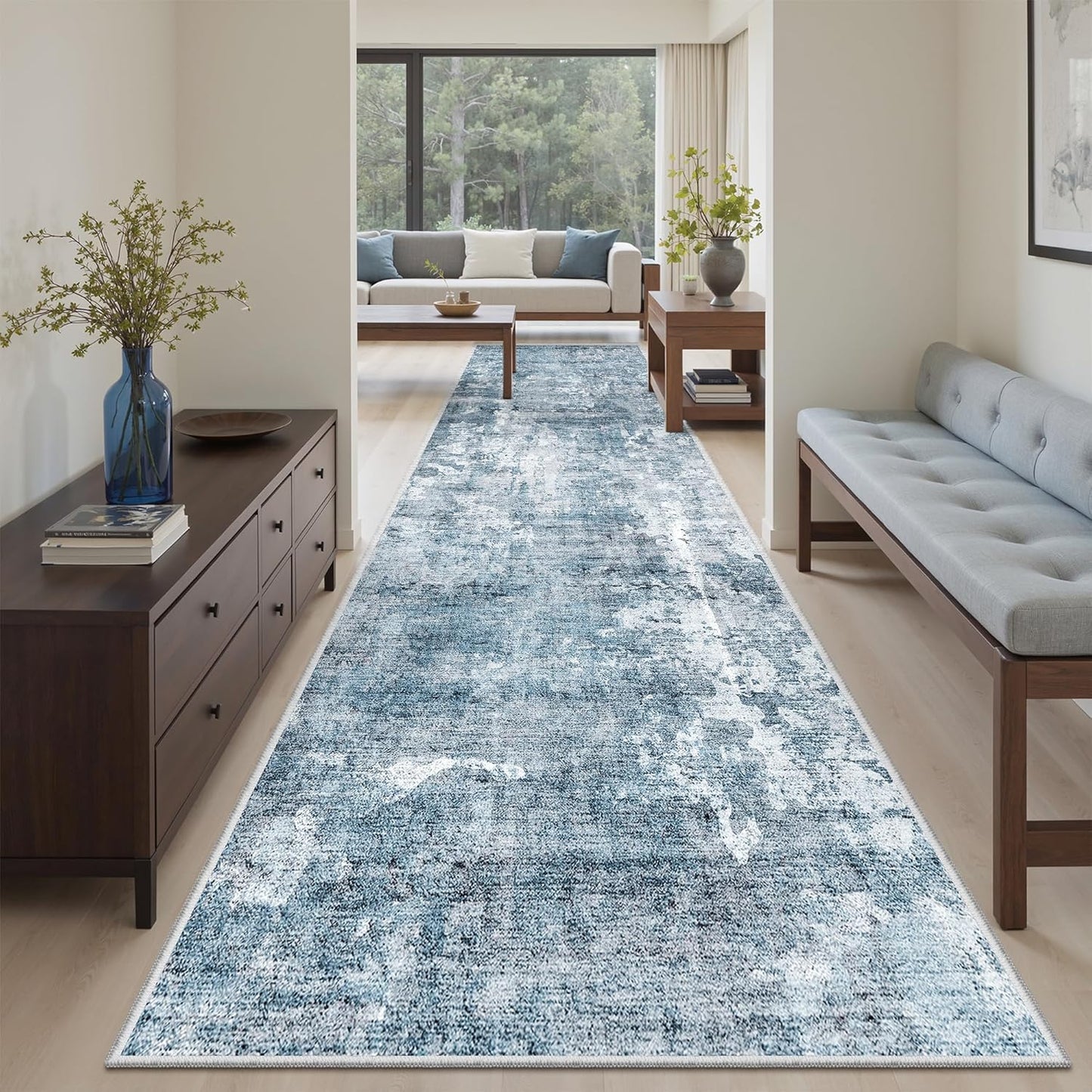 Washable Area Rug 8x10, Large Soft Rugs for Living Room Vintage Beige Carpet 8x10 Area Rugs for Bedroom Dining Room Non-Slip Stain Resistant Under Table Rug