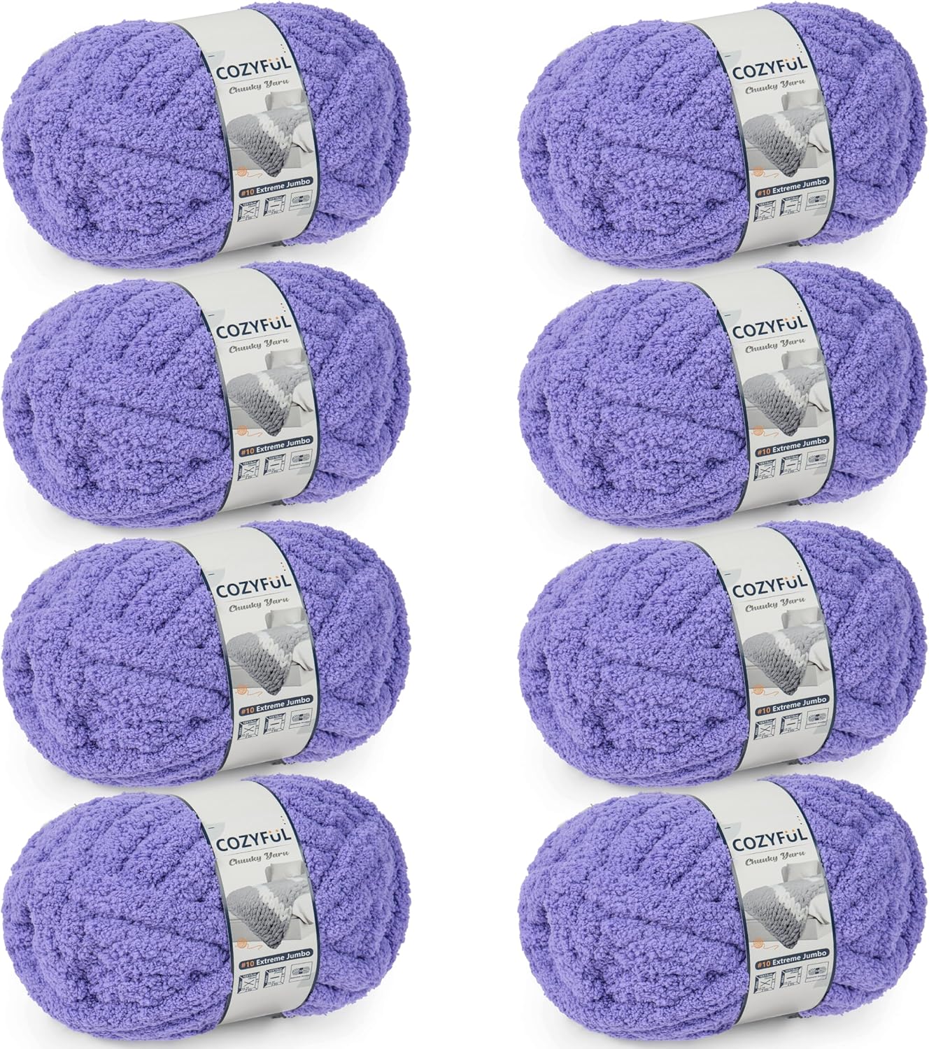 Chunky Yarn for Hand Knitting - #10 Chunky Chenille Yarn, Jumbo Big Thick Chunky Yarns for Crocheting, Super Bulky Chunky Knit Blanket Yarns, 8 Skein (25 yds 8 oz Each Skein), Cream