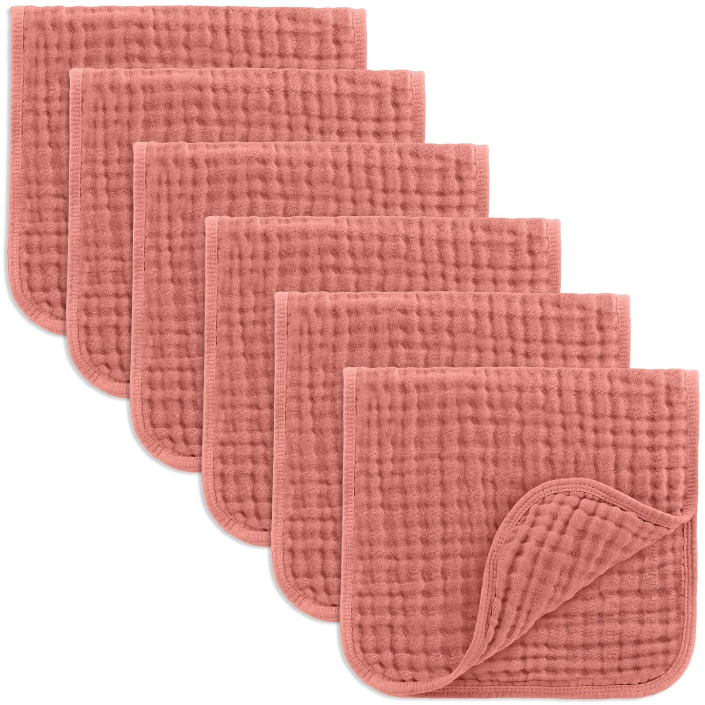 Comfy Cubs Muslin Burp Cloths 20" x 10", Pack of 6 - Large, 6-Layer, Ultra Absorbent 100% Cotton for Baby Spit-Up, Drool, and Messes - Soft, Safe & Gentle Baby Burp Cloths Set for Boys & Girls - White
