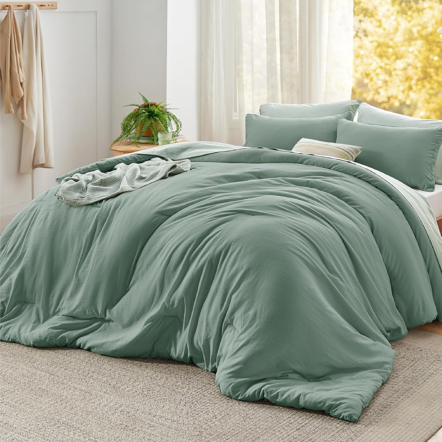 Bedsure King Comforter Set, Beige Soft Prewashed Bedding for All Seasons, 3 Pieces GentleSoft™ Bed Set, 1 Lightweight Comforter (104"x90") and 2 Pillowcases (20"x36")