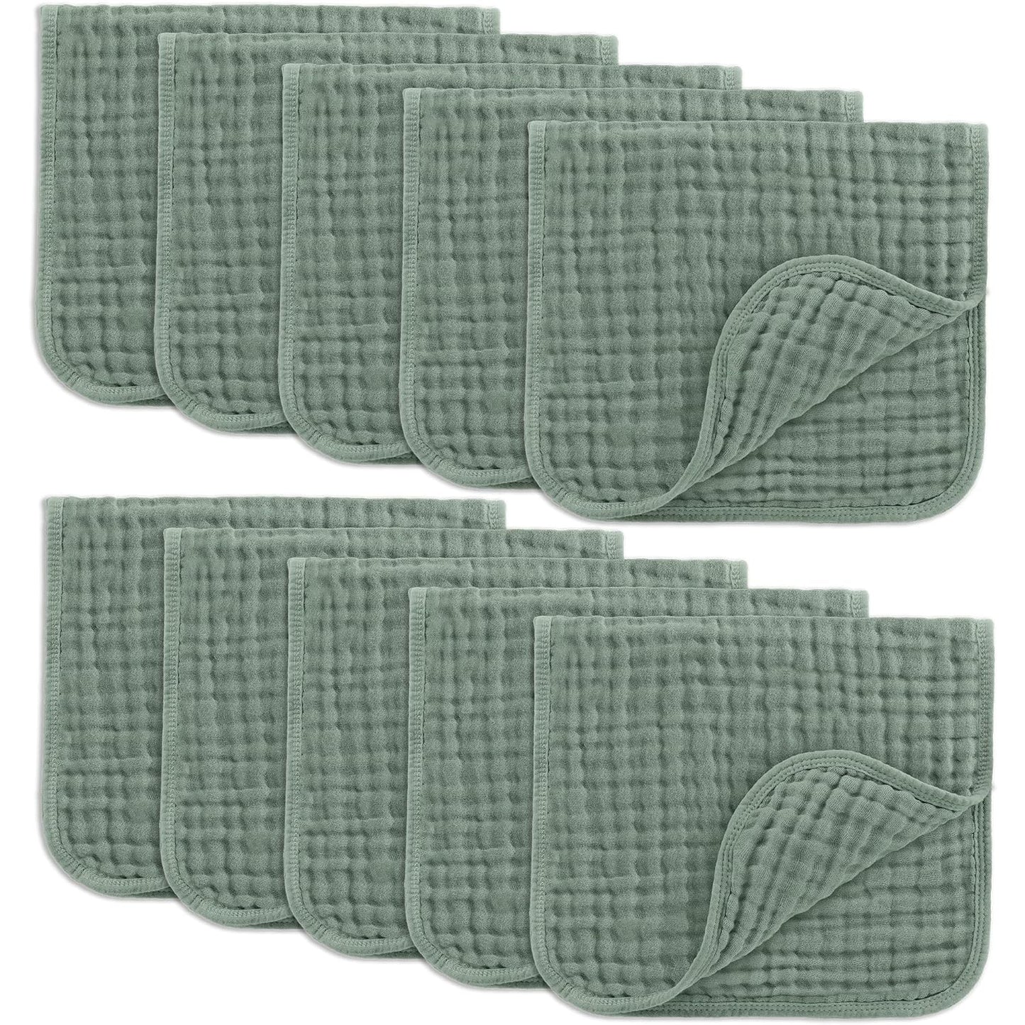 Comfy Cubs Muslin Burp Cloths 20" x 10", Pack of 6 - Large, 6-Layer, Ultra Absorbent 100% Cotton for Baby Spit-Up, Drool, and Messes - Soft, Safe & Gentle Baby Burp Cloths Set for Boys & Girls - White