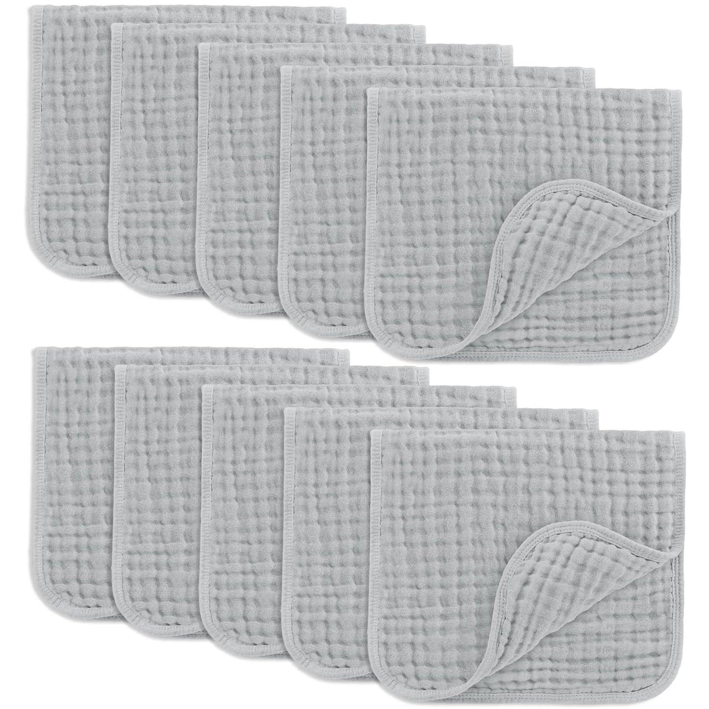 Comfy Cubs Muslin Burp Cloths 20" x 10", Pack of 6 - Large, 6-Layer, Ultra Absorbent 100% Cotton for Baby Spit-Up, Drool, and Messes - Soft, Safe & Gentle Baby Burp Cloths Set for Boys & Girls - White
