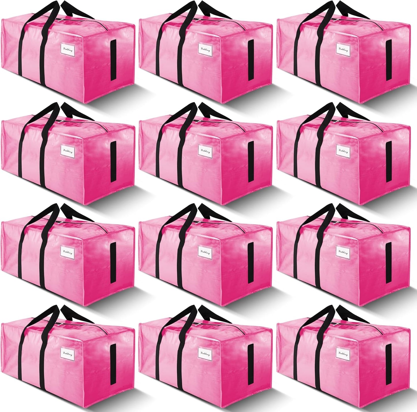 8 Pack Large Strong Moving Bags with Zippers & Carrying Handles - Water-Resistant - Heavy Duty Storage Tote for Space Saving, Fold Flat, Alternative to Moving Box (Semi-Transparent)