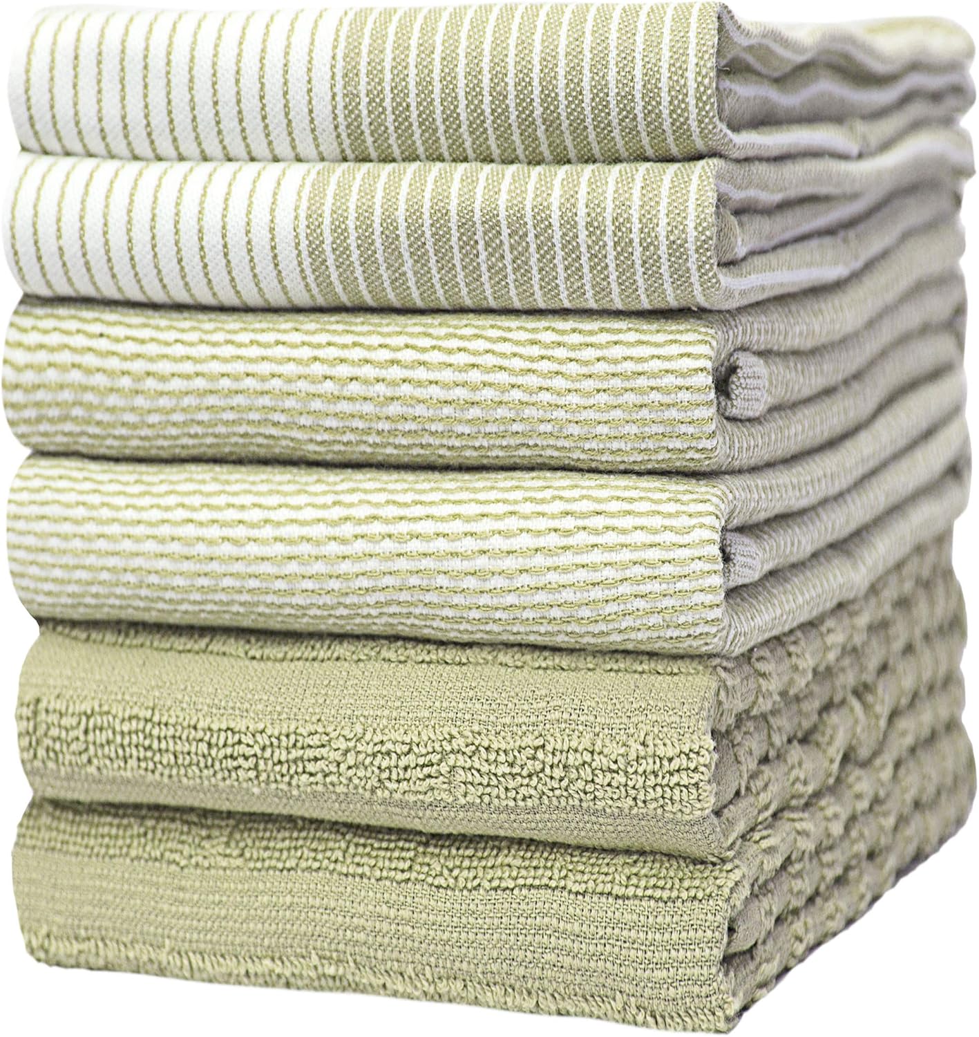 Premium Kitchen Towels (20”x 28”, 6 Pack) | Large Cotton Dish Towels | Flat & Terry Highly Absorbent Kitchen Linen Set with Hanging Loop | Gray
