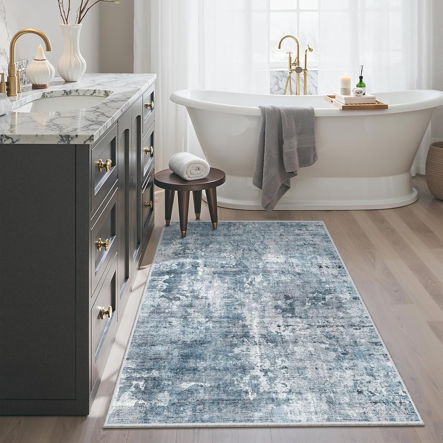 Washable Area Rug 8x10, Large Soft Rugs for Living Room Vintage Beige Carpet 8x10 Area Rugs for Bedroom Dining Room Non-Slip Stain Resistant Under Table Rug