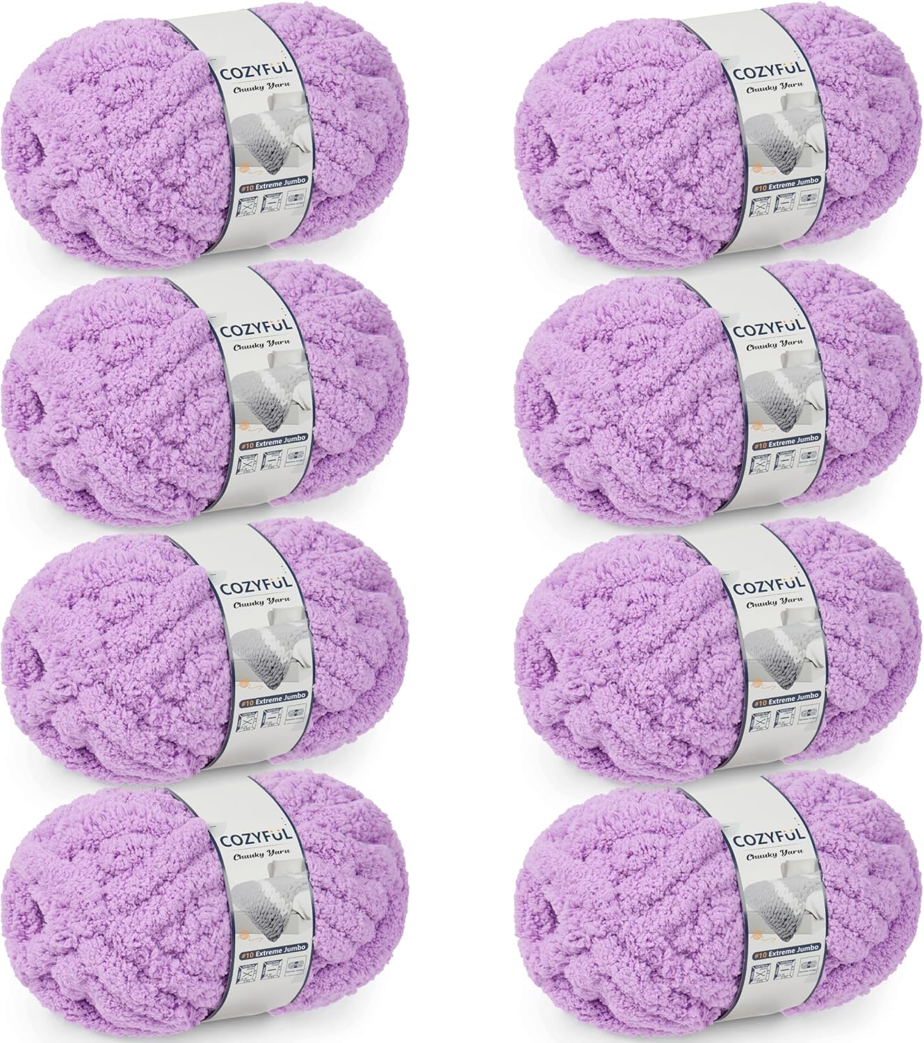 Chunky Yarn for Hand Knitting - #10 Chunky Chenille Yarn, Jumbo Big Thick Chunky Yarns for Crocheting, Super Bulky Chunky Knit Blanket Yarns, 8 Skein (25 yds 8 oz Each Skein), Cream
