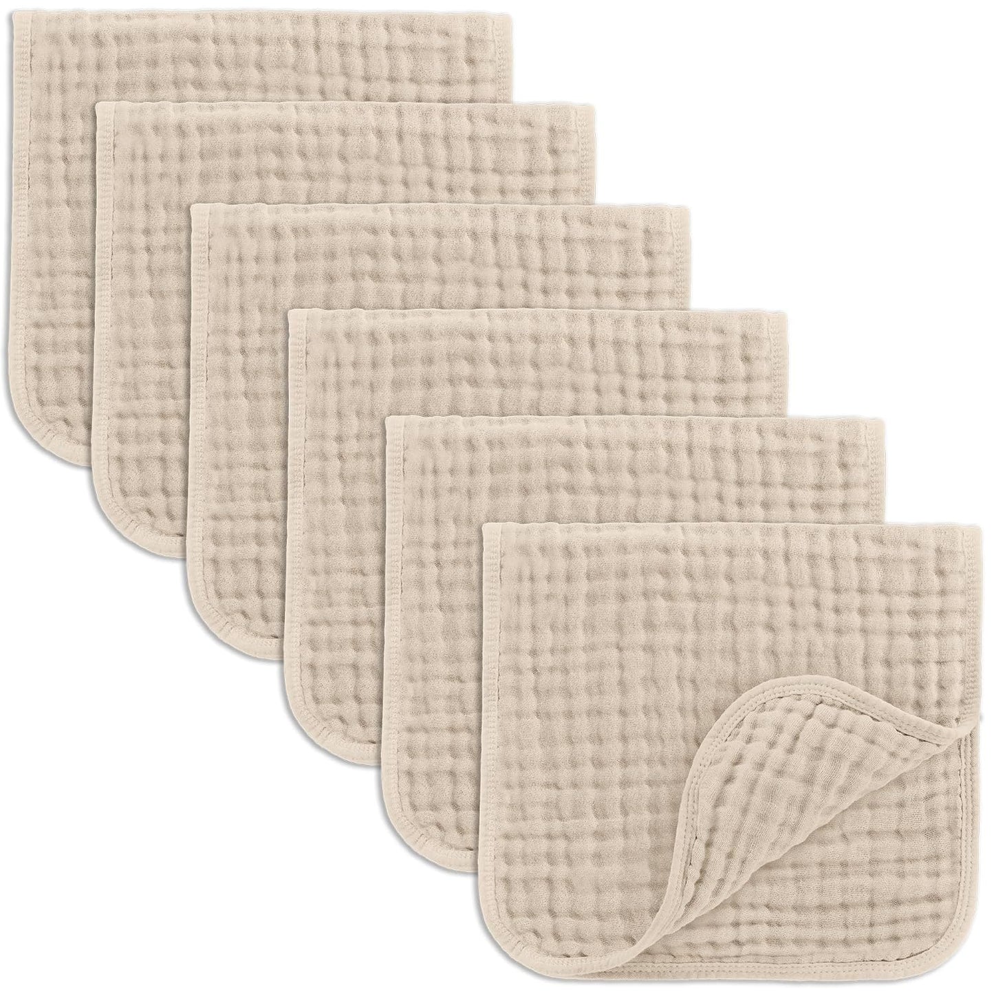 Comfy Cubs Muslin Burp Cloths 20" x 10", Pack of 6 - Large, 6-Layer, Ultra Absorbent 100% Cotton for Baby Spit-Up, Drool, and Messes - Soft, Safe & Gentle Baby Burp Cloths Set for Boys & Girls - White