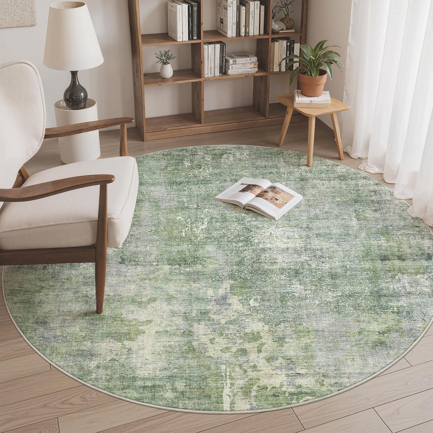 Washable Area Rug 8x10, Large Soft Rugs for Living Room Vintage Beige Carpet 8x10 Area Rugs for Bedroom Dining Room Non-Slip Stain Resistant Under Table Rug