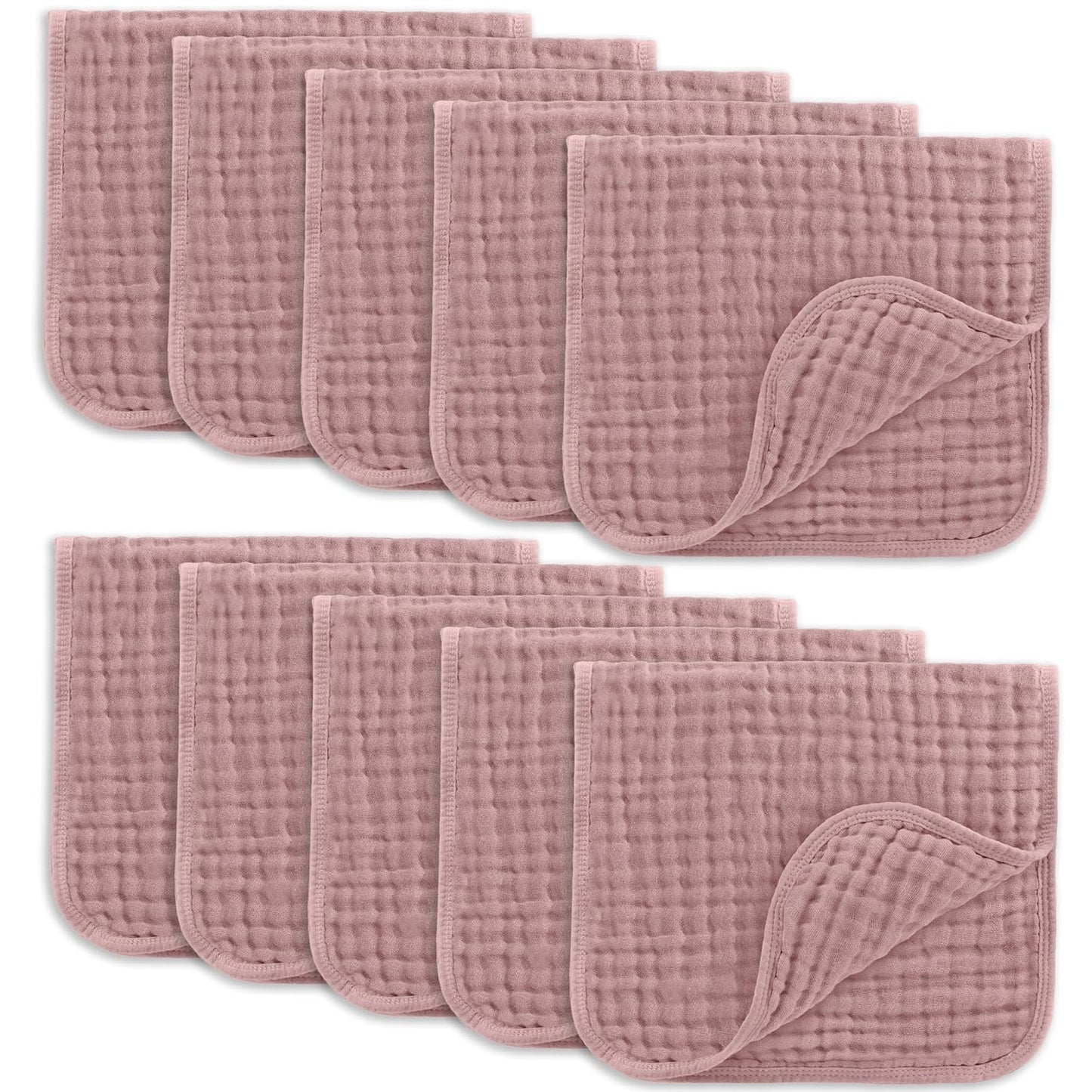 Comfy Cubs Muslin Burp Cloths 20" x 10", Pack of 6 - Large, 6-Layer, Ultra Absorbent 100% Cotton for Baby Spit-Up, Drool, and Messes - Soft, Safe & Gentle Baby Burp Cloths Set for Boys & Girls - White