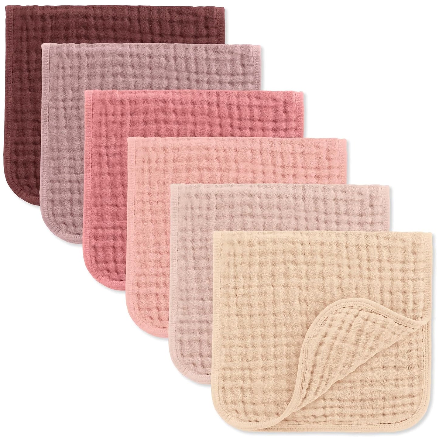 Comfy Cubs Muslin Burp Cloths 20" x 10", Pack of 6 - Large, 6-Layer, Ultra Absorbent 100% Cotton for Baby Spit-Up, Drool, and Messes - Soft, Safe & Gentle Baby Burp Cloths Set for Boys & Girls - White