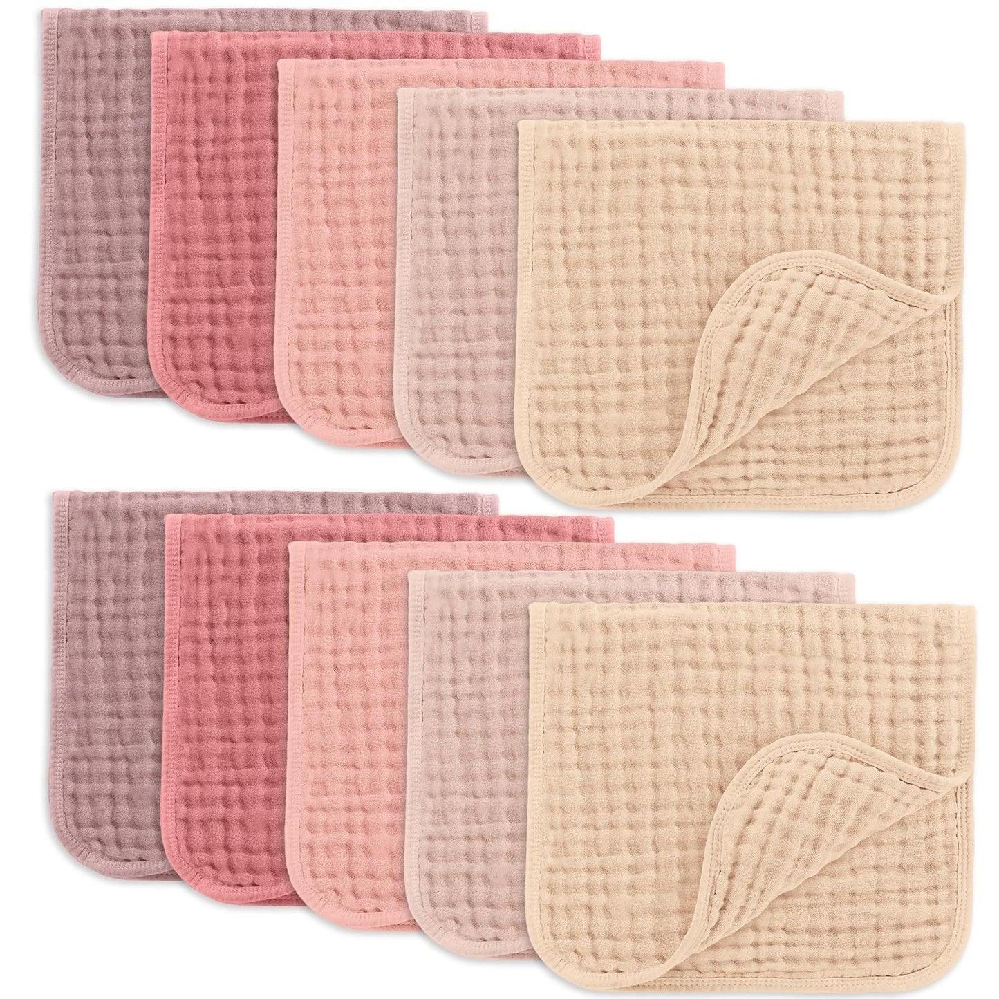Comfy Cubs Muslin Burp Cloths 20" x 10", Pack of 6 - Large, 6-Layer, Ultra Absorbent 100% Cotton for Baby Spit-Up, Drool, and Messes - Soft, Safe & Gentle Baby Burp Cloths Set for Boys & Girls - White