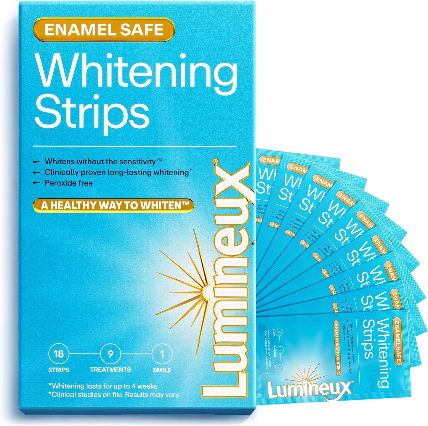 Lumineux Teeth Whitening Strips - 21 Treatments (3 Months) - Peroxide Free - Enamel Safe for Whiter Teeth - Whitening Without The Sensitivity - Dentist Formulated - Sensitivity