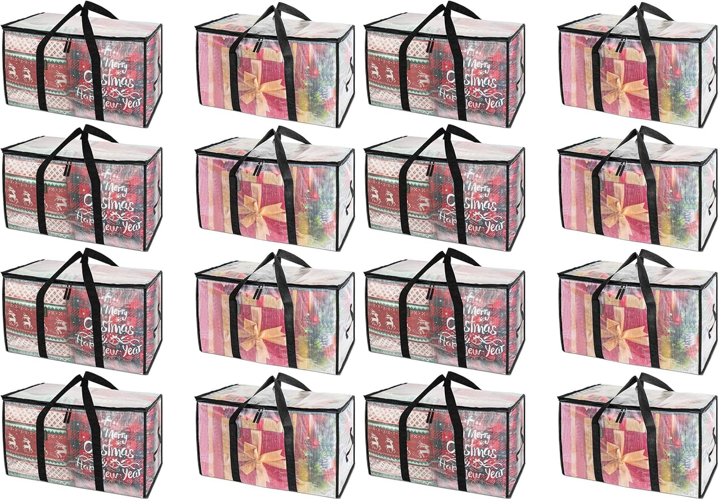BALEINE 6-Pack Oversized Moving Bags with Reinforced Handles, Heavy-Duty Storage Tote for Clothes, Moving Supplies (Clear, 6-Pack)